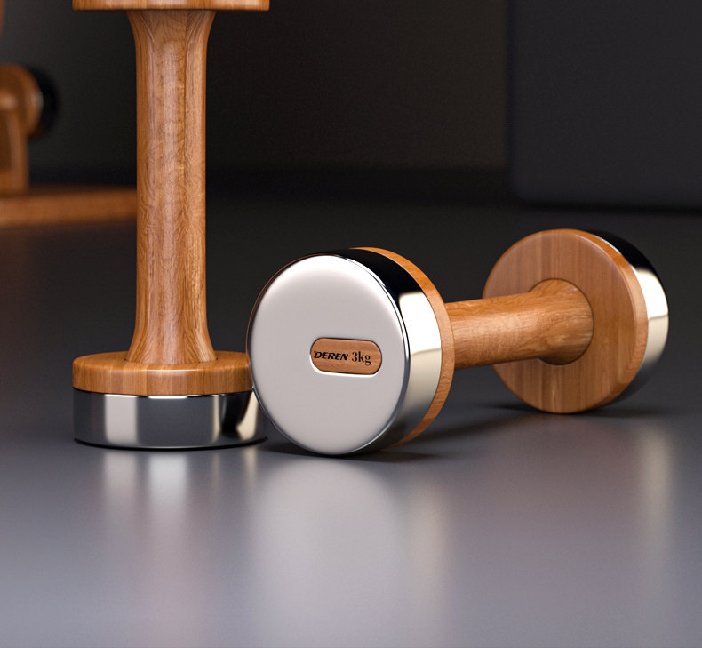 Home Gym Design - Ensemble d'haltères réglables en bois et