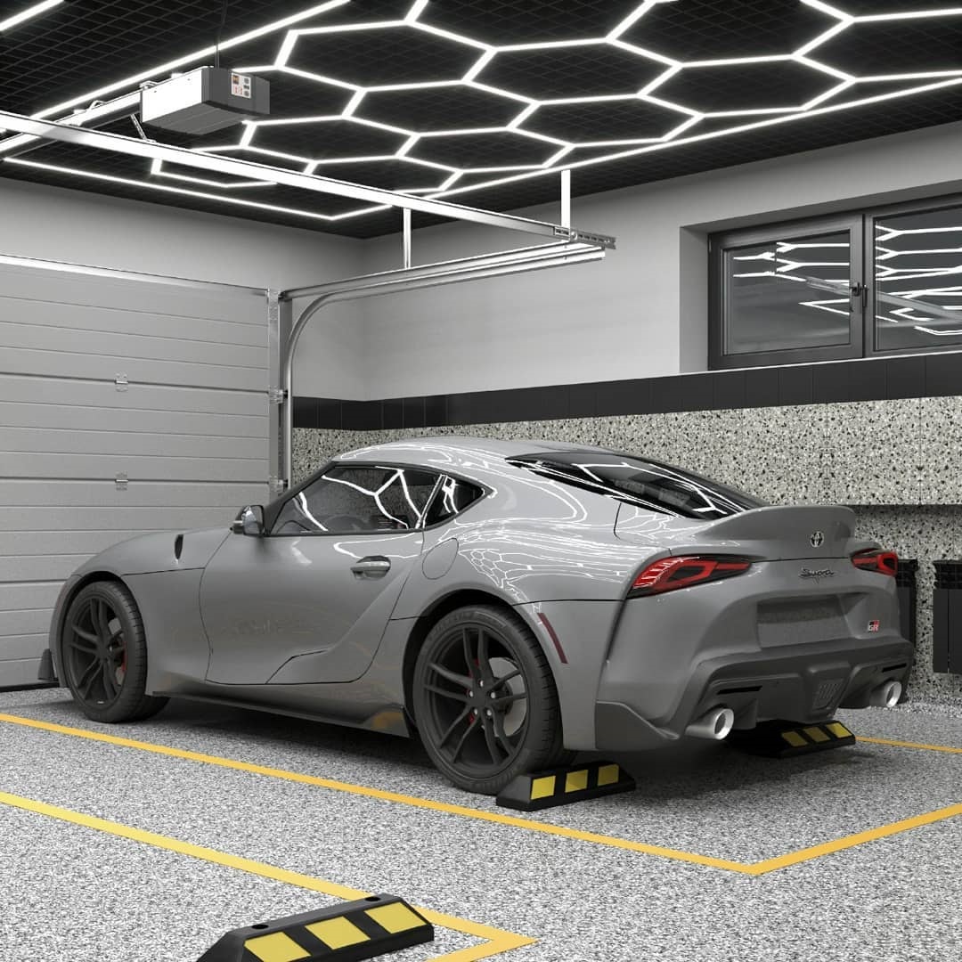 Home Gym Youtube - Lumière de Garage hexagonale 110-240V 6500K,